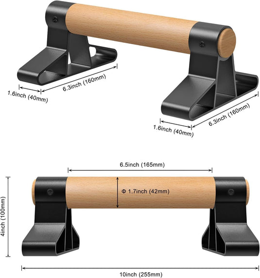 Parallettes met houten handgrepen en stalen frame tot 272 kg – push-up bars – calisthenics