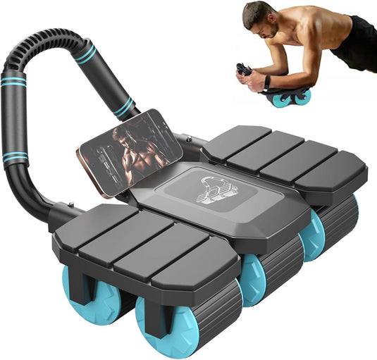 Ab roller met automatische rebound en gevoerde elleboogsteun tot 150 kg – buikspiertrainer – ab wheel