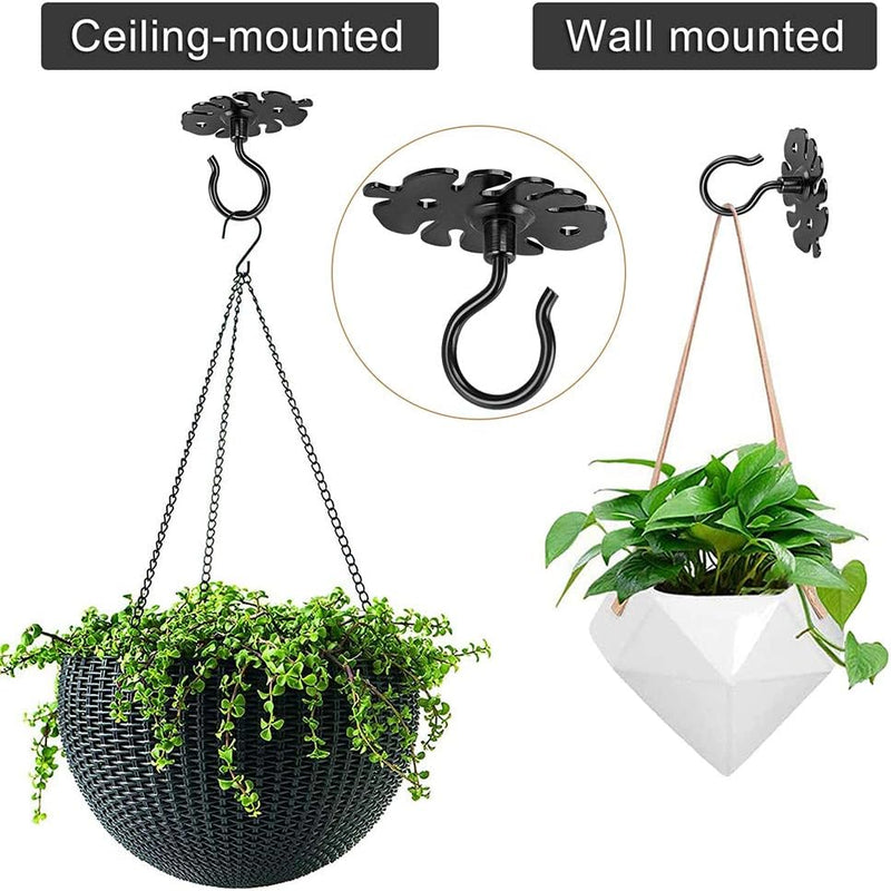 Charger l’image dans la visionneuse de galerie, Crochets de suspension en métal, lot de 4, avec motif de feuille décoratif pour mur et plafond – suspensions pour plantes – suspension de jardin
