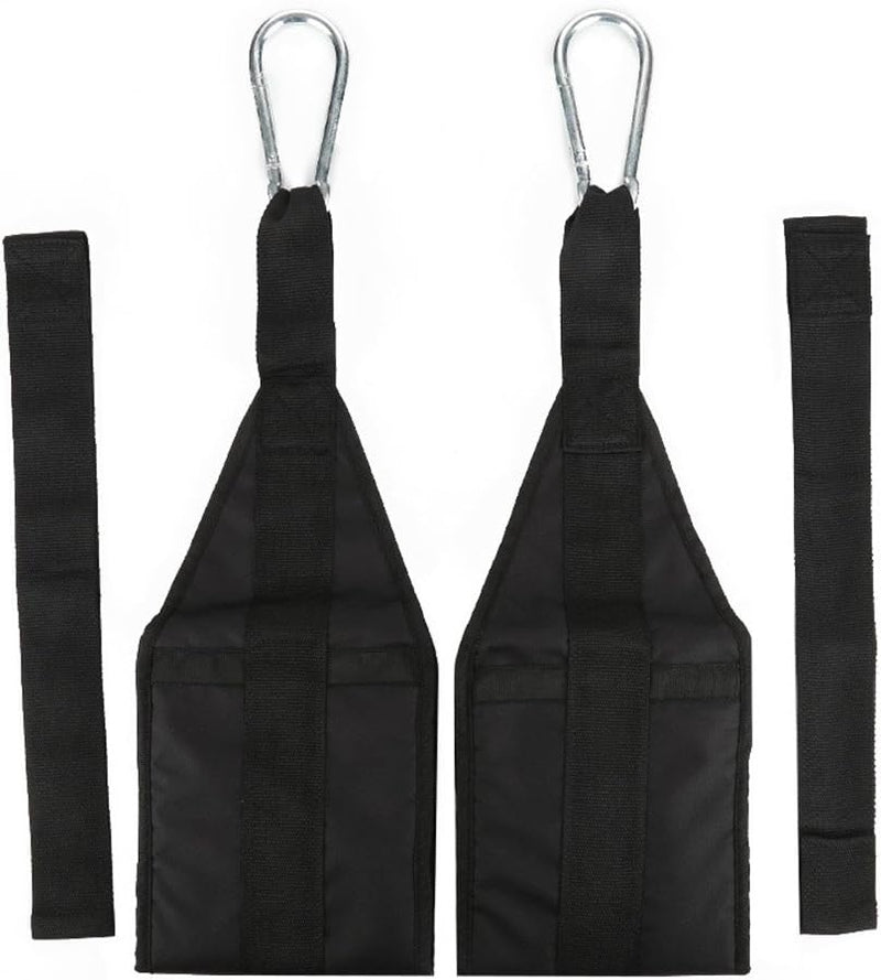 Laad afbeelding in Galerijviewer, Ab straps voor optrekstang met gevoerde armlussen en karabijnhaken tot 150 kg – buikspiertrainer – core straps
