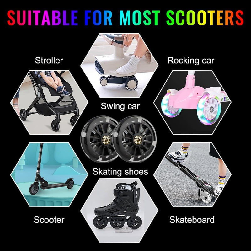 Laad afbeelding in Galerijviewer, Lichtgevende step-wielen, 2 stuks, 120 mm, stuntstepbanden met led-lichtwielen, stille reservewielen voor stepwielen met ABEC-7 kogellagers, voor stuntsteppen en kickscooter (zwart)
