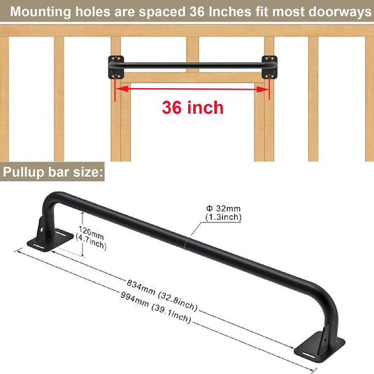 Optrekstang 95 cm voor wand plafond en balk tot 227 kg – pull-up bar – krachttraining