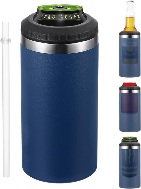 Geïsoleerde blikhouder 16 oz van roestvrij staal – blikkoeler – drinkhouder met rietje