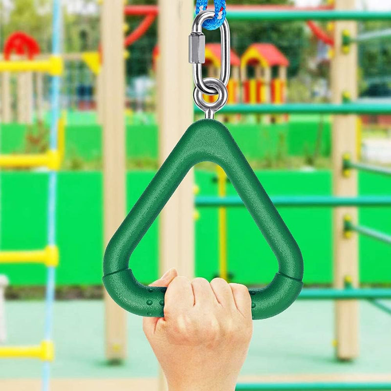 Laden Sie das Bild in Galerie -Viewer, Trapeze ringen 2 stuks met karabijnhaken voor klimrek en schommel – monkey bars – speeltoestel accessoires
