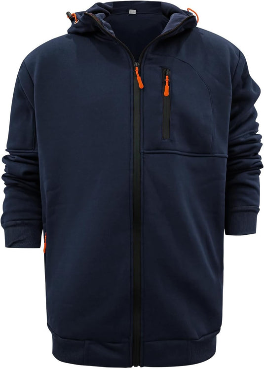 Heren lange hoodie met capuchon en rits voor de winter – vest – heren trui