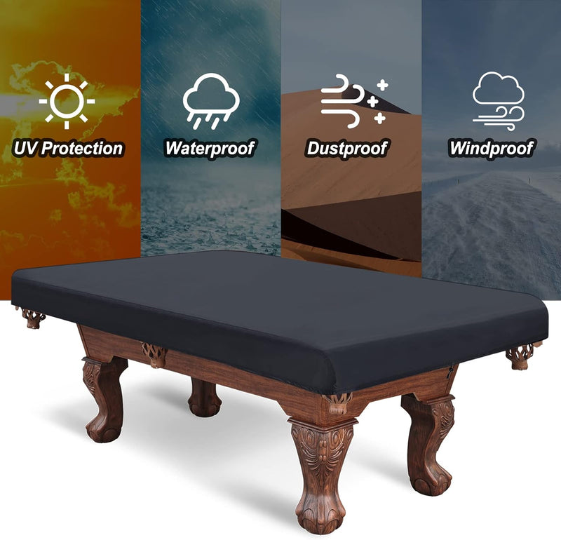 Chargez l'image dans la visionneuse de la galerie, Biljarttafelhoes 7 ft 233 x 132 x 20 cm waterdicht zwart – pooltafel afdekhoes – biljart accessoires
