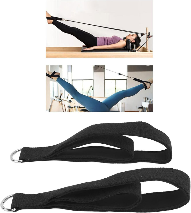 Bild im Galerie-Viewer laden, Pilates-Doppelschlaufen 2 Stück mit D-Ringen und weichem Baumwollfutter – Reformer-Gurte – Pilateszubehör
