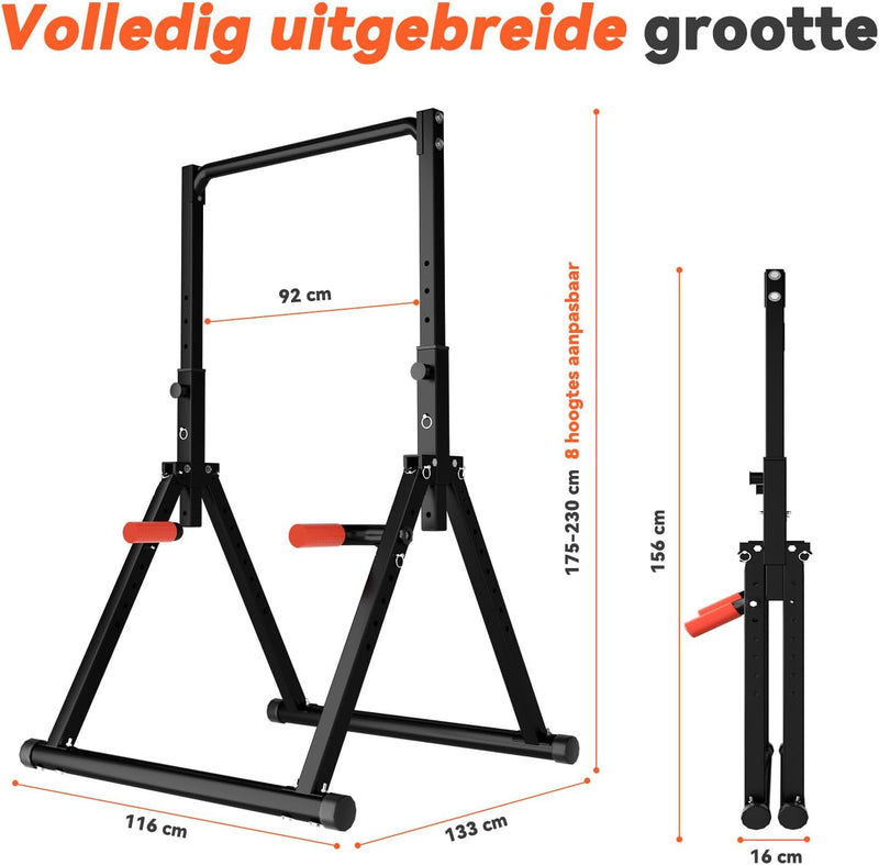 Laden Sie das Bild in Galerie -Viewer, Opvouwbare power tower met verstelbare optrekstang en dip station tot 200 kg – pull-up bar – krachtstation
