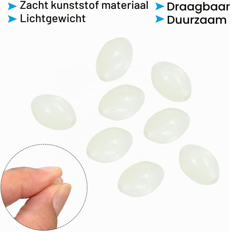 Laad afbeelding in Galerijviewer, Lichtgevende viskralen 100 stuks 8 x 6 mm met opbergdoos – glow beads – visaccessoires
