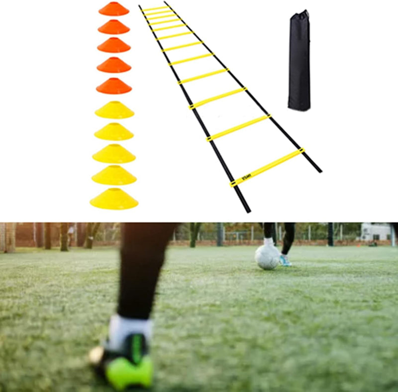 Chargez l'image dans la visionneuse de la galerie, Agility ladder 6 meter met 12 sporten en 10 pionnen – coördinatieladder – snelheidstraining

