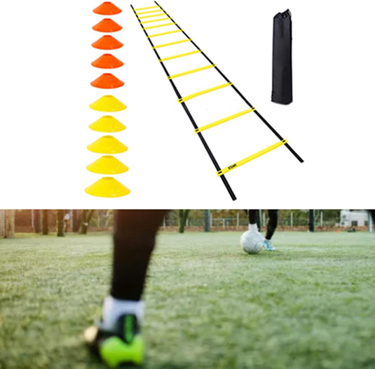 Agility ladder 6 meter met 12 sporten en 10 pionnen – coördinatieladder – snelheidstraining