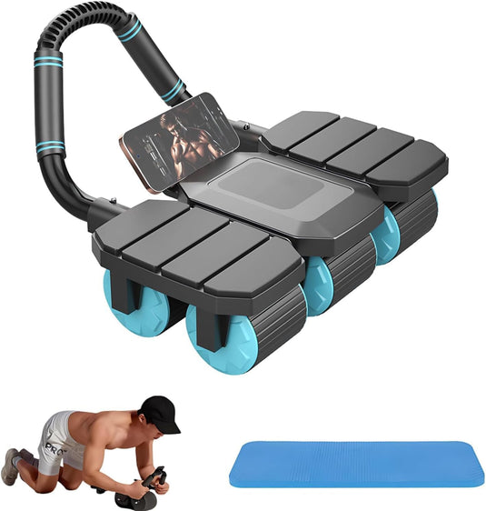 Ab roller met 6 wielen automatische rebound en display tot 150 kg – buikspiertrainer – ab wheel
