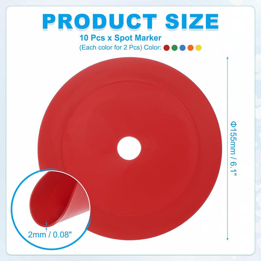 Vloermarkers 10 stuks 15,5 cm antislip wit – platte trainingskegels – voetbal basketbal accessoires