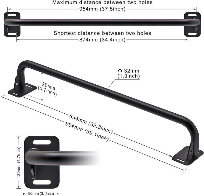 Laad afbeelding in Galerijviewer, Wandgemonteerde optrekstang met 4 gripposities en accessoireringen tot 227 kg – pull-up bar – krachttraining
