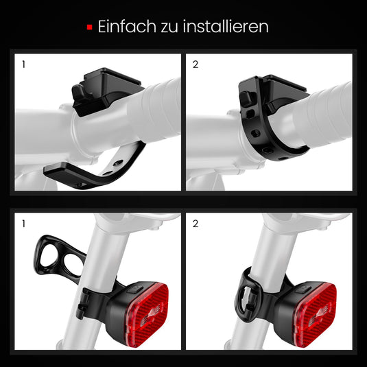 Oplaadbare fietsverlichting set met voorlicht en achterlicht met remsensor – fietslamp – LED fietslicht