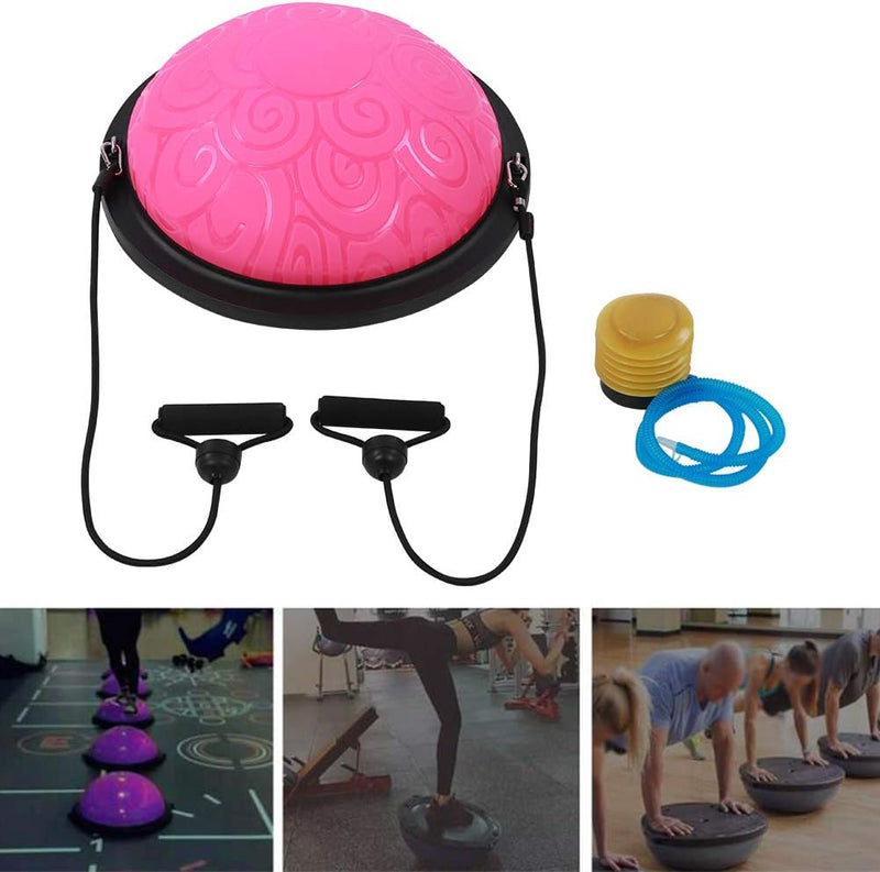 Load image into Gallery viewer, Halve yogabal 46 cm met 2 weerstandsbanden – balanstrainer – core training – stabiliteit

