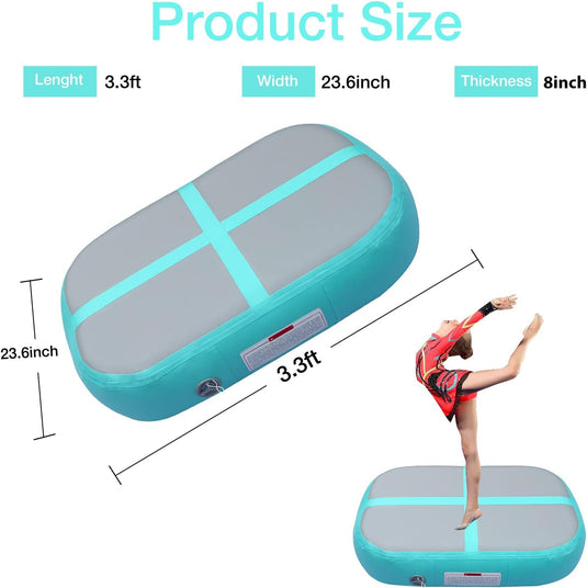 Opblaasbaar gymnastiekblok 100 x 100 x 20 cm – airblock turnmat met elektrische pomp voor turnen, fitness en yoga