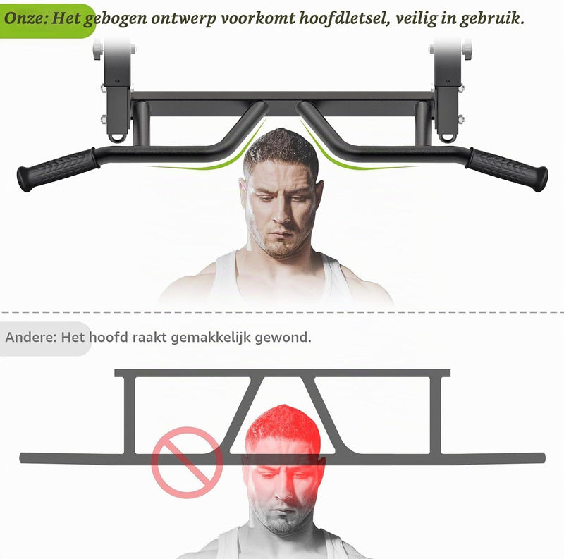 Load image into Gallery viewer, Optrekstang voor plafondmontage met 4 gripposities tot 227 kg – pull-up bar – krachttraining
