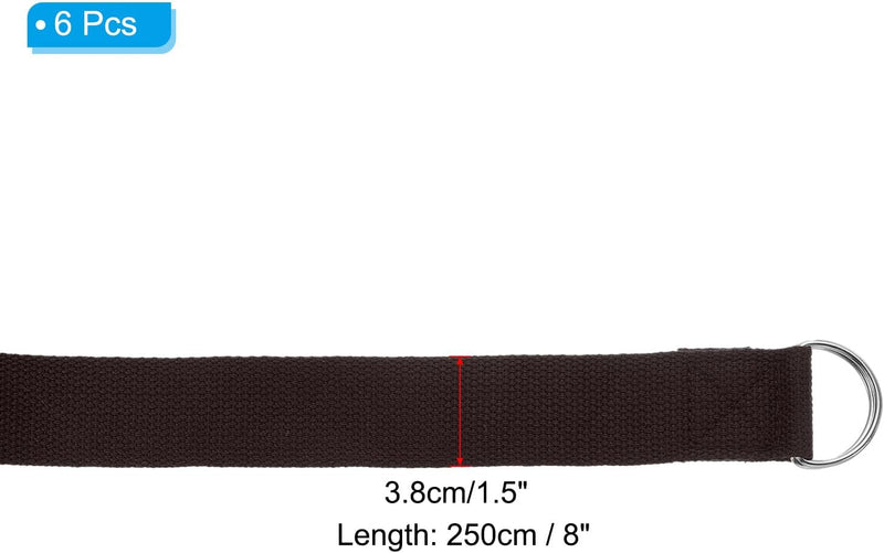 Laad afbeelding in Galerijviewer, Yogariemen 6 stuks 180 x 3,8 cm van katoen met D-ring bruin – stretchbanden – yoga pilates accessoires
