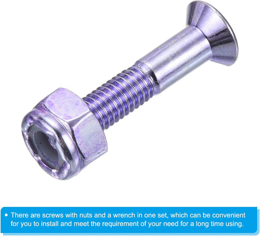 Skateboard hardware set 1 inch met schroeven moeren en inbussleutel paars – montagebouten – skate accessoires