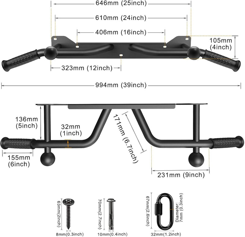 Chargez l'image dans la visionneuse de la galerie, Wandgemonteerde optrekstang met meerdere gripposities tot 272 kg – pull-up bar – krachttraining
