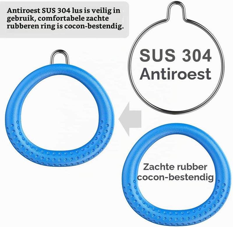 Laden Sie das Bild in Galerie -Viewer, Trapeze ringen 2 stuks met karabijnhaken voor klimrek en schommel – monkey bars – speeltoestel accessoires
