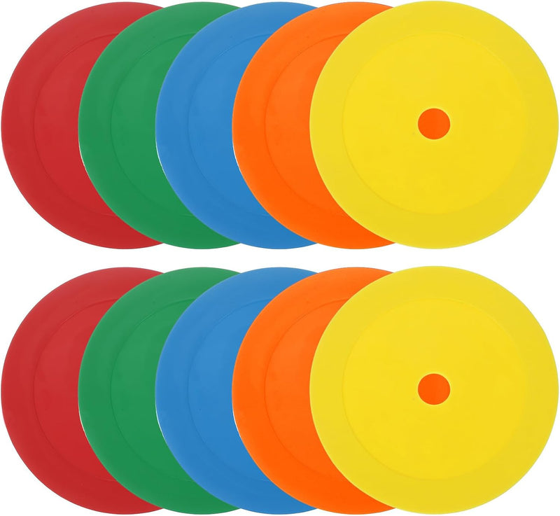 Laad afbeelding in Galerijviewer, Vloermarkers 10 stuks 15,5 cm antislip wit – platte trainingskegels – voetbal basketbal accessoires
