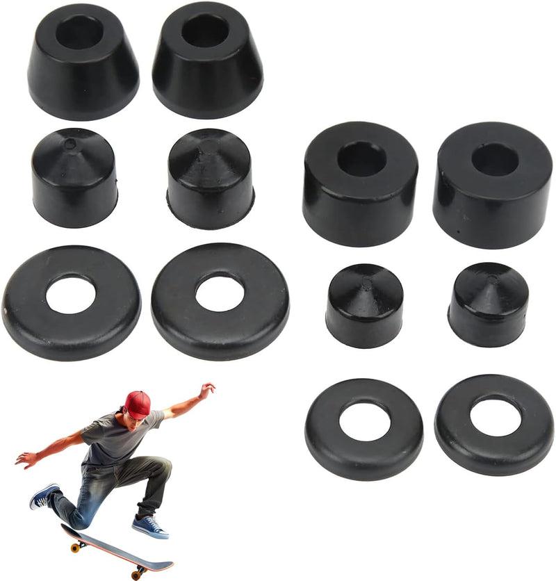 Chargez l'image dans la visionneuse de la galerie, Skateboard bushings 85A 12-delige rebuild set zwart – PU stuurrubbers – longboard skateboard accessoires
