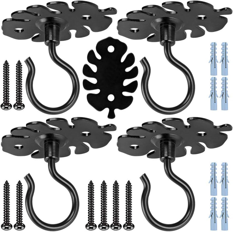 Charger l’image dans la visionneuse de galerie, Crochets de suspension en métal, lot de 4, avec motif de feuille décoratif pour mur et plafond – suspensions pour plantes – suspension de jardin
