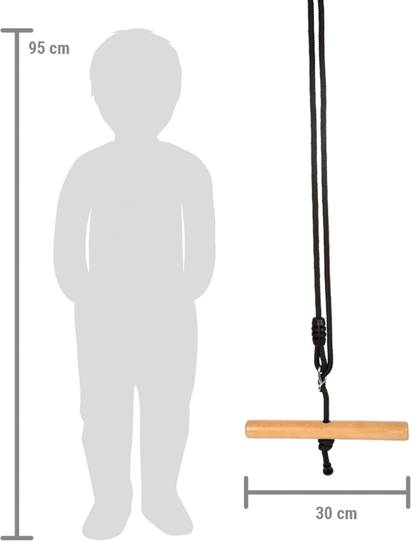 Laad afbeelding in Galerijviewer, Trapezeschommel 2-in-1 met gymnastiekringen en verstelbare touwen tot 100 kg – houten schommel
