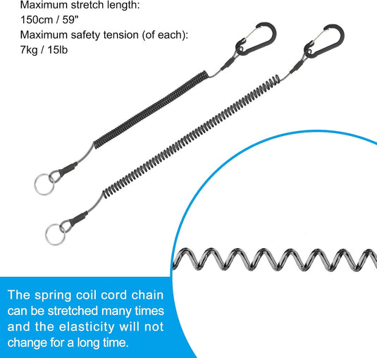 Spiraalkoorden 3 stuks uitschuifbaar tot 150 cm met clip groen – veiligheidslijnen – outdoor accessoires