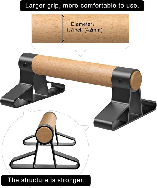Parallettes met houten handgrepen en stalen frame tot 272 kg – push-up bars – calisthenics