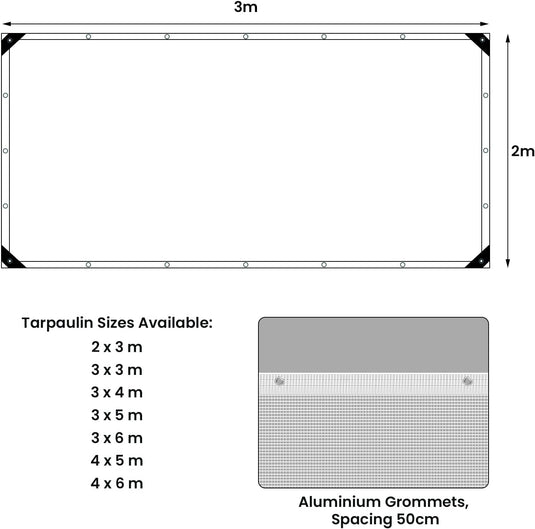 Waterdicht afdekzeil 4 x 6 meter 140 g/m² transparant met ogen – PE dekzeil – beschermzeil