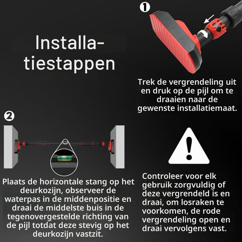 Laden Sie das Bild in Galerie -Viewer, Verstelbare optrekstang voor deurkozijn zonder boren tot 250 kg – pull-up bar – krachttraining
