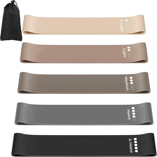 Resistance Band Set Van 5, Natuurlijk latex Weerstandsbanden, Resistance Band Set Met Oefeninstructies En Draagtas, Gymnastiekband Voor Yoga, Pilates, Fitness, thuis trainen, stretchen