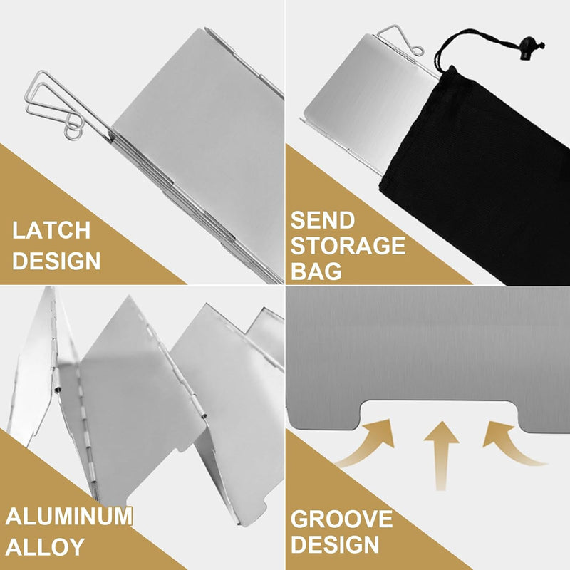 Load image into Gallery viewer, 10 Stuks Aluminium Camping Fornuis Windscherm, Camping Kachel Voorrui, Draagbare Camping Kachel Voorruit, voor Kamperen Buitenkachel, Picknick, Kamperen
