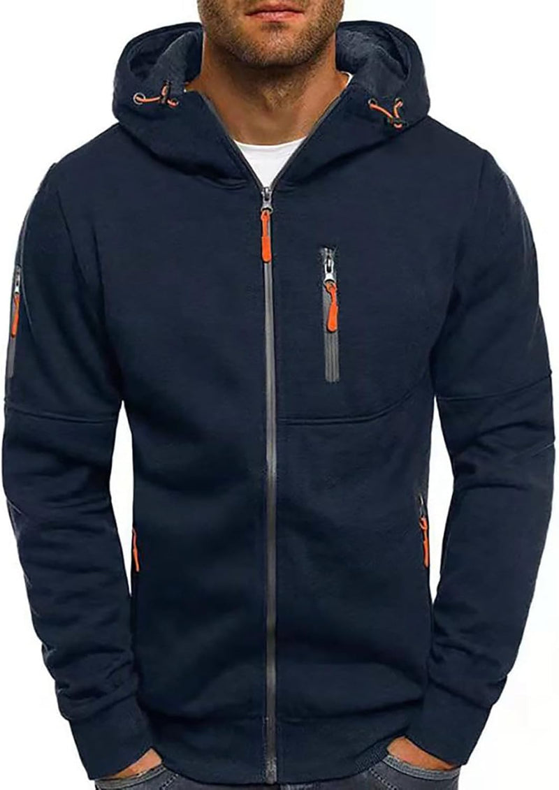 Laden Sie das Bild in Galerie -Viewer, Heren lange hoodie met capuchon en rits voor de winter – vest – heren trui
