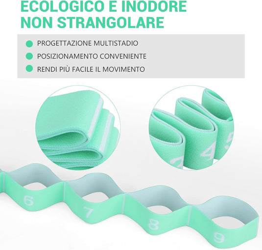 Stretchband met 9 lussen voor yoga en fitness