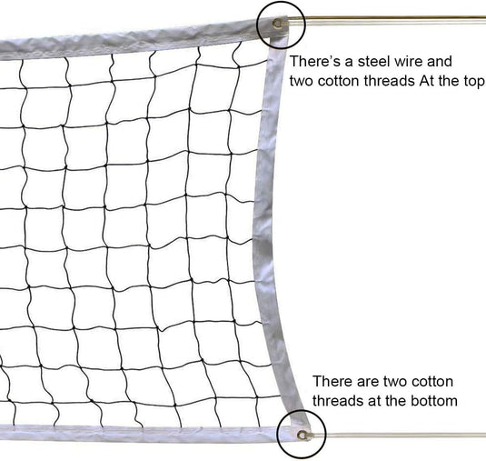 Volleyball net 9.5 x 1 m for indoor and outdoor use