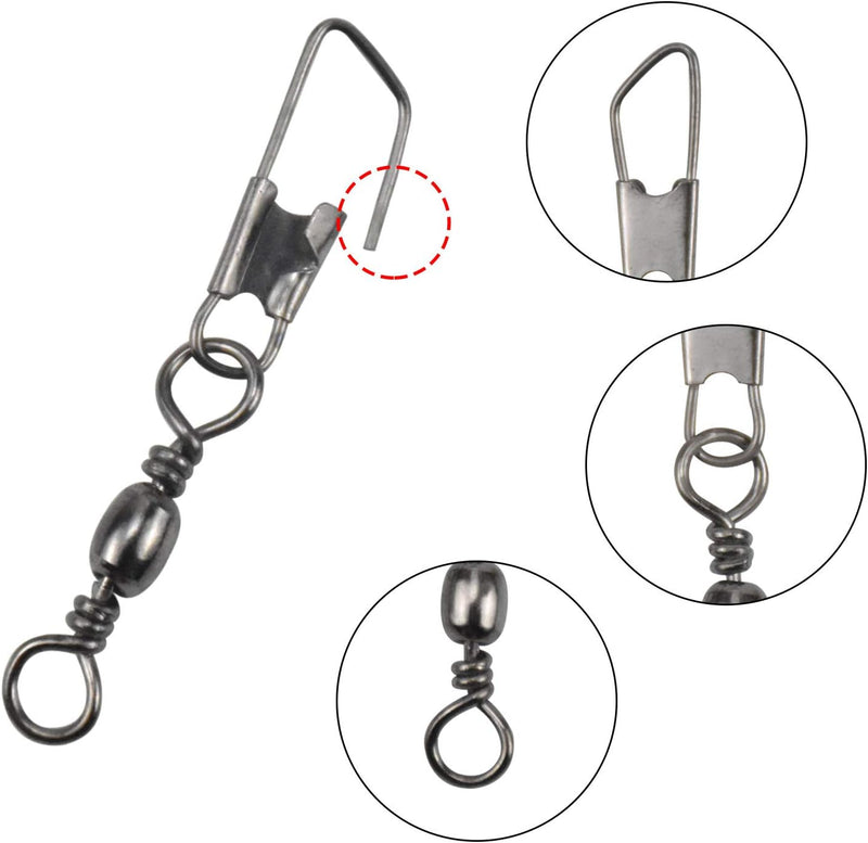 Load image into Gallery viewer, Visserij vat Swivel met Veiligheid Snap Interlock Snaps Hoge Sterkte Tackle, Vissen Swivel Snaps Kit Solid Barrel Swivel met Safty Snap Connector Vismaat 6 # 8 # 10 # 12 # 14 # (100)
