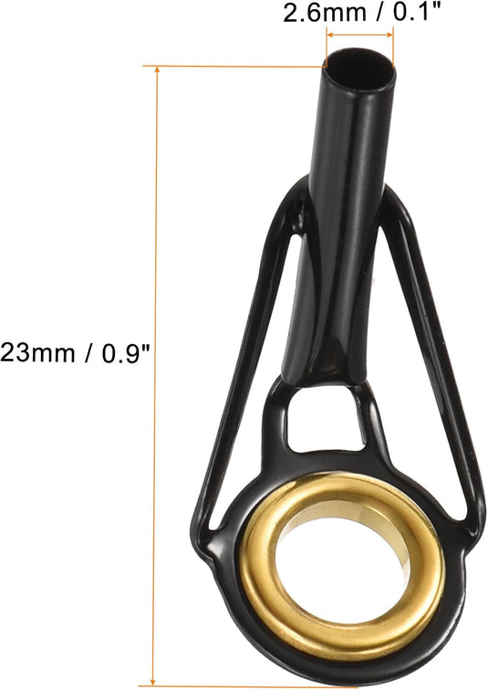 Hengel topogen 3 stuks 1 mm van roestvrij staal zwart-goud – hengeltop reparatieset – visaccessoires
