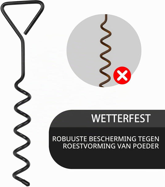 Grondankers 4 stuks 37 cm met spanbanden van 3 meter – trampoline ankers – stormankers