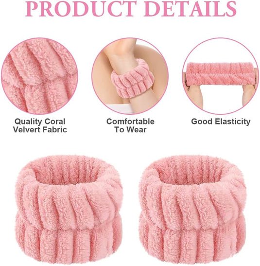 AOOWU Polsband, Elastische Microvezel, Gezichtswas, Cosmetica, Haarband, Spa-armbanden voor Absorberende Zweetband voor Vrouwen en Meisjes, Make-up, Pols, Gezichtsverzorging