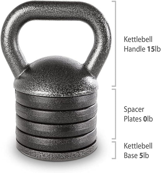 Apex APKB-5009 Verstelbaar oefenkettlebell gewichtenset voor krachttraining en gewichtheffen voor thuisgymnastiek, grijs