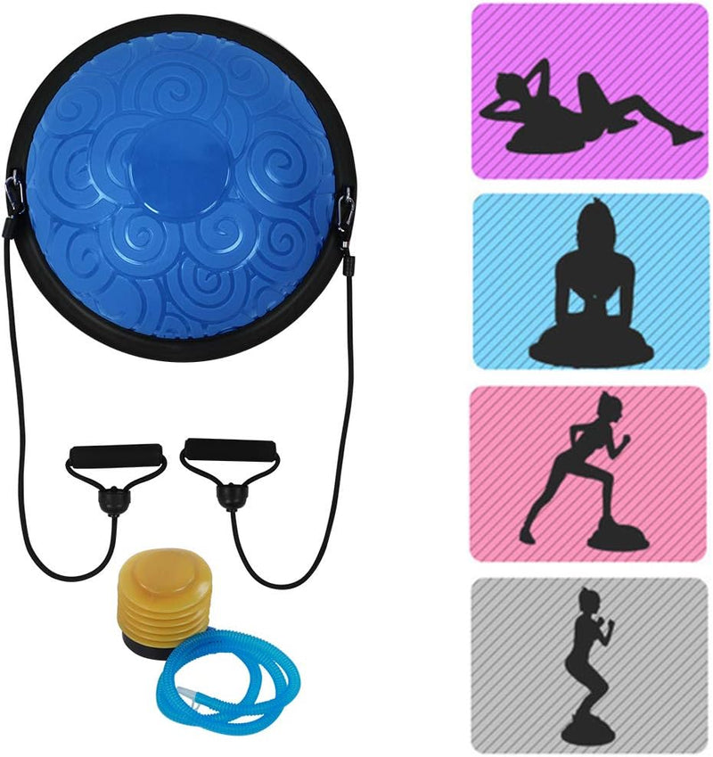 Load image into Gallery viewer, Halve yogabal 46 cm met 2 weerstandsbanden – balanstrainer – core training – stabiliteit
