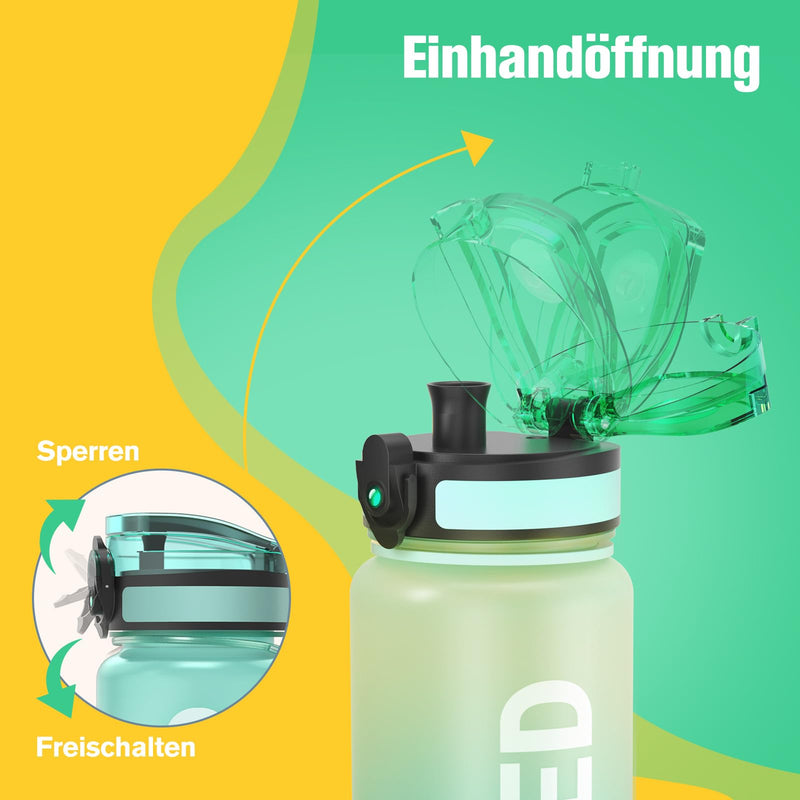 Load image into Gallery viewer, Drinkfles 750 ml BPA-vrij met tijdmarkeringen en lekvrije dop – waterfles – sportfles
