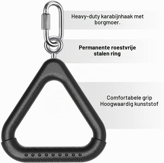 Trapeze ringen 2 stuks met karabijnhaken voor klimrek en schommel – monkey bars – speeltoestel accessoires