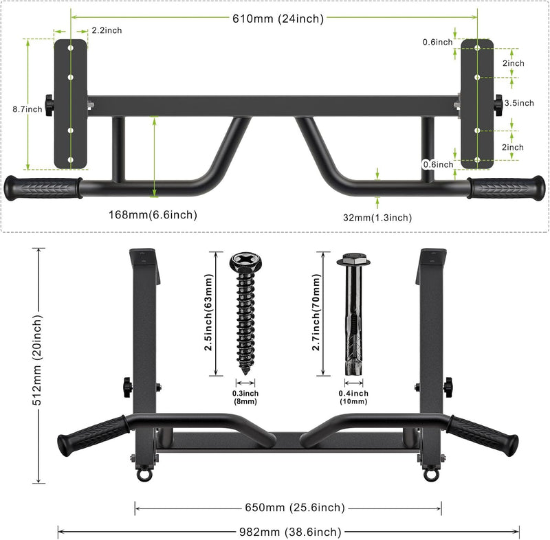 Load image into Gallery viewer, Optrekstang voor plafondmontage met 4 gripposities tot 227 kg – pull-up bar – krachttraining
