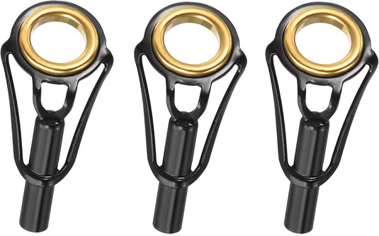 Hengel topogen 3 stuks 1 mm van roestvrij staal zwart-goud – hengeltop reparatieset – visaccessoires