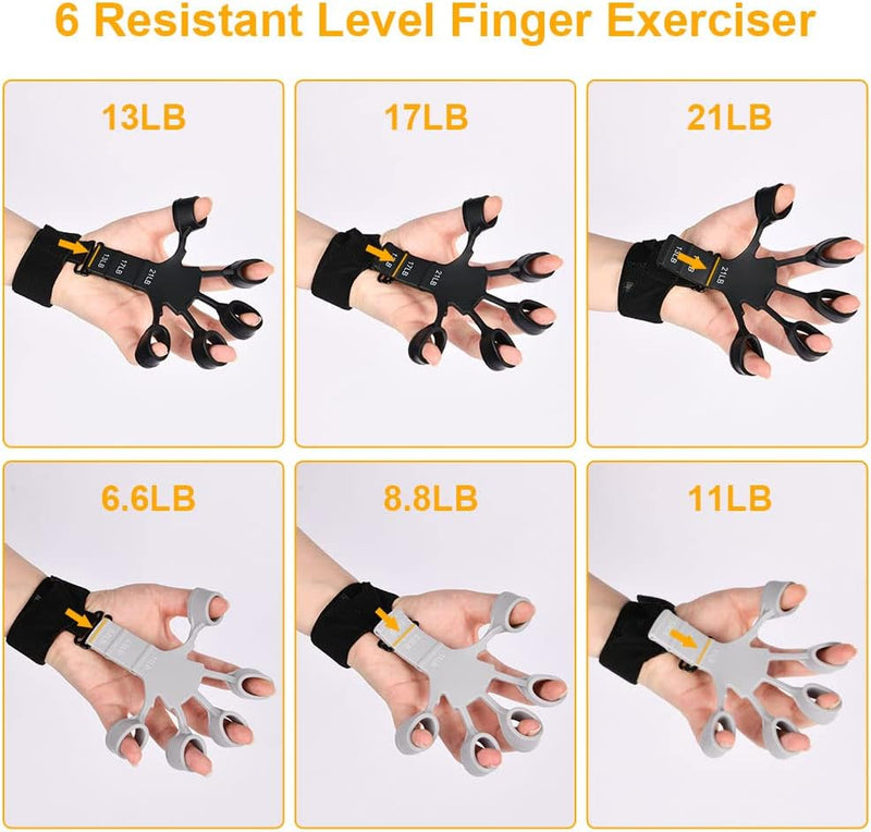 Bild im Galerie-Viewer laden, Verstellbarer Fingertrainer mit Handgelenkband und Silikon-Widerstandsschlaufen – Fingerstrecker – Handmuskeltraining
